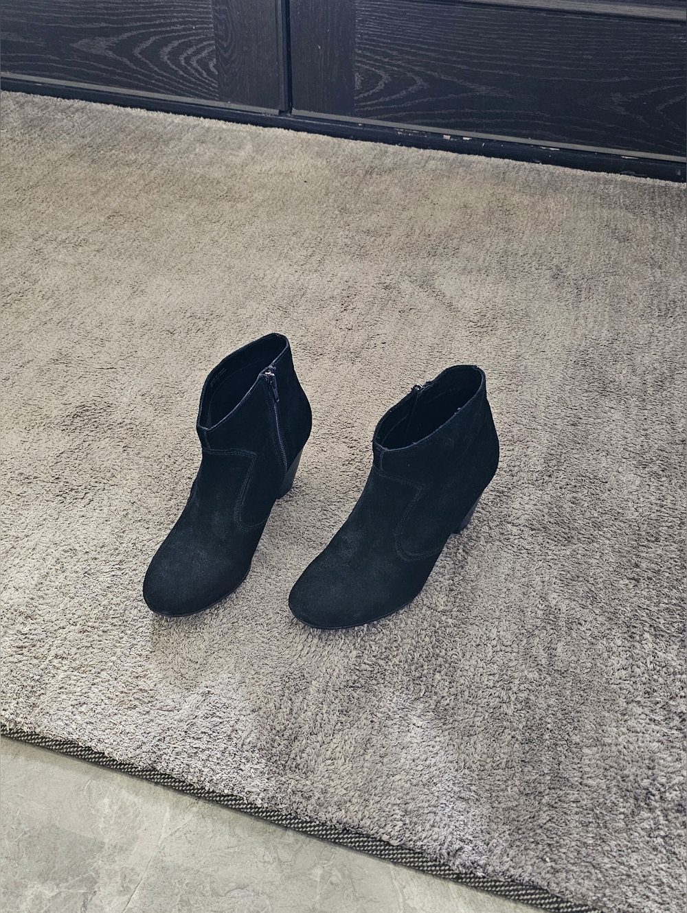 Aldo Black Suede Ankle Booties With Zippers (Size 38)